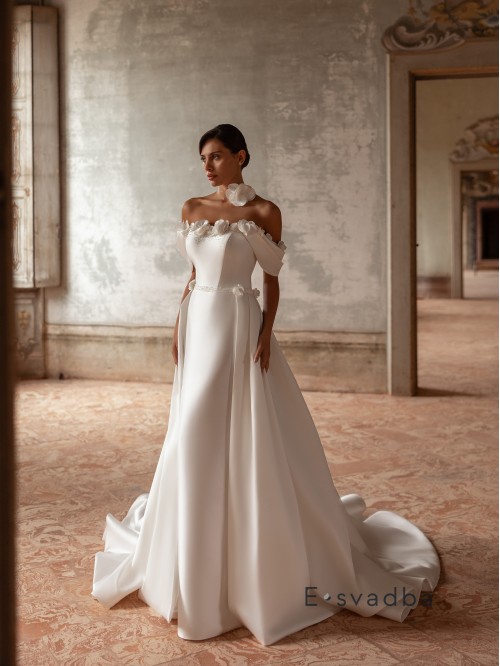 Весільна сукня розшита кришталиками зі знімним шлейфом "Elegant"