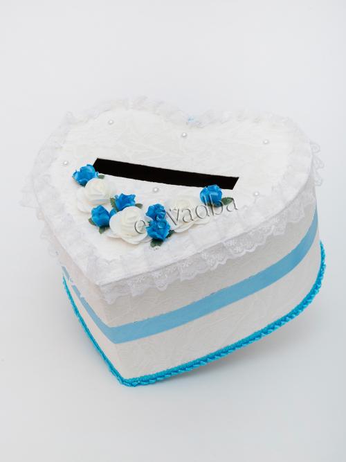 Коробка для грошей «Серце» блакитна 15